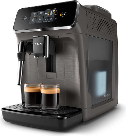Philips fully automatic coffee machine 2200 Series. 2 coffee specialties. Milk frother. Intuitives touch display. Gray (EP222410)