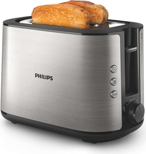 Philips Viva Collection TOaster. 2 toast slits. Bun attachment. 8 levels. Breathing function. Metal (HD265090)