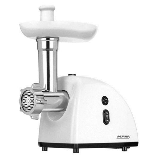 MPM MMM-05 electrical meat grinder DE with sausage filler DE. 3 panes DE cut with 3mm. 5mm holes. Metal gear. Return function. 720W
