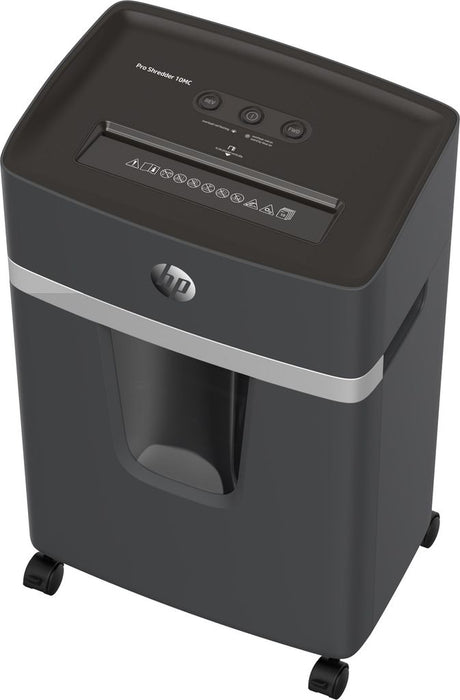 HP Pro Shredder 10mc file destroyer with particle cut p-5. 2 x 15 mm. Up to 10 sheet. Black