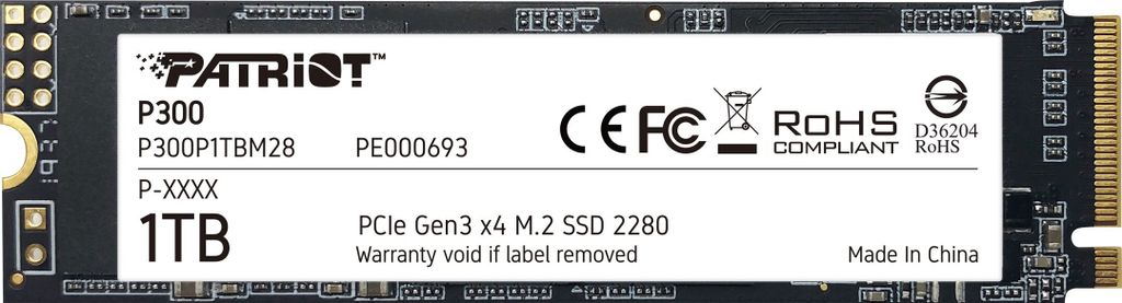 Patriot Memory SSD P300 M2 PCIe 30 NVME Phison 1TB - hard drive - NVME - 1000 GB - M2