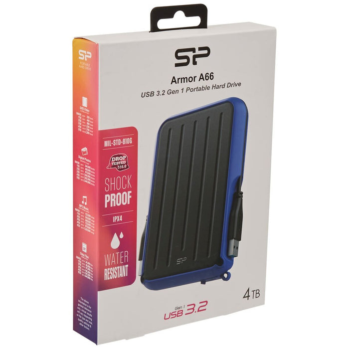 Silicon Power External HDD Armor A66 6.4cm 25 4TB USB 32 IPX4 Blue (SP040TBPHD66LS3B)
