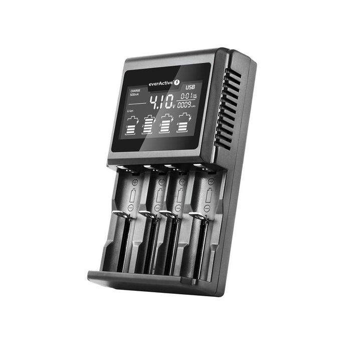 Everactive UC-4000 - charger for 4 battery 18650 AAA C D. Professional. Rapid Large LCD display. Capacity test
