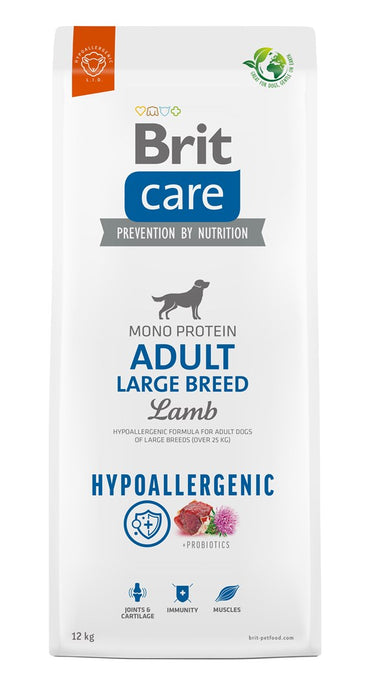 BRIT CARE Hypoallergenic Mono protein adult LARGE BREED LAMB - DROUM FURTER LAMM FOR FROCKEE HOLD BASS BACKS (25kg ) with allergies 12kg