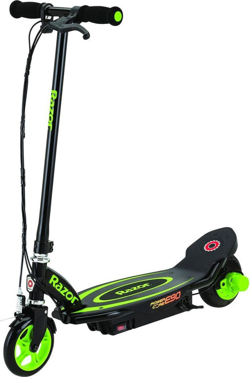 Razor Power Core E90. Classic scooter. 16 kmh. 54 kg. 8 year (e). Black. Green. Acrylnitrile-butcia-styrene (ABS)