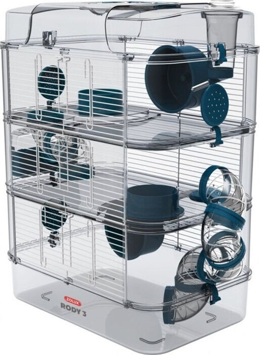 Zolux Rody3 trio cage for rodents blue    blue one size