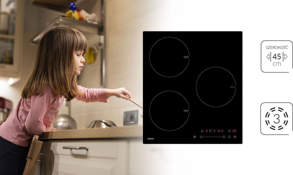 MPM 45-in-07 black worktop 45 cm zoneless induction hob 3 zone (N)