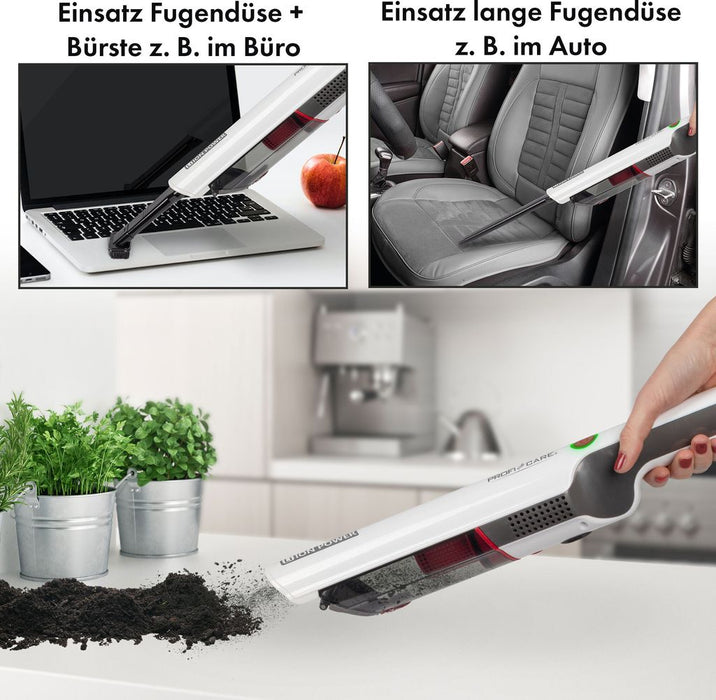 Proficare hand vacuum cleaner battery bagless. Wireless vacuum cleaner 4 attachments. Small vacuum cleaner Perfect as accessories for car motorhome and kitchen - PC-AKS 3102