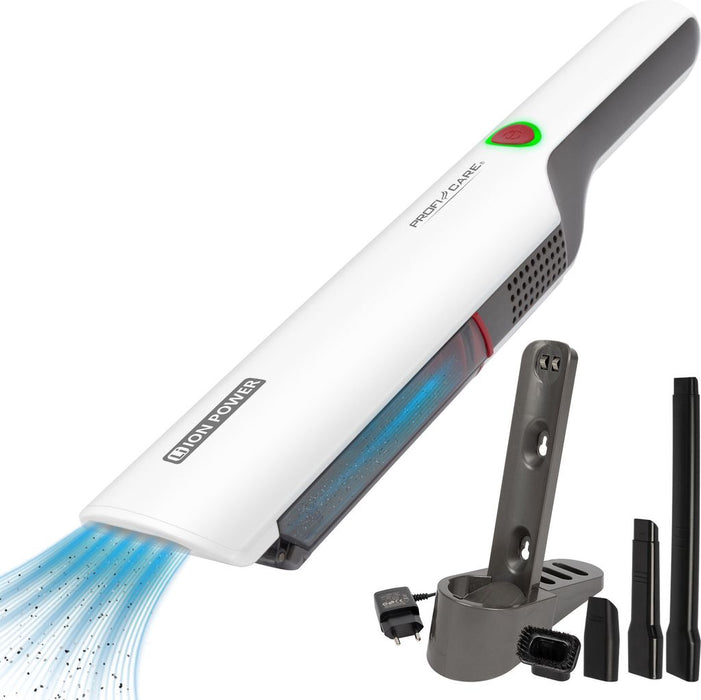 Proficare hand vacuum cleaner battery bagless. Wireless vacuum cleaner 4 attachments. Small vacuum cleaner Perfect as accessories for car motorhome and kitchen - PC-AKS 3102