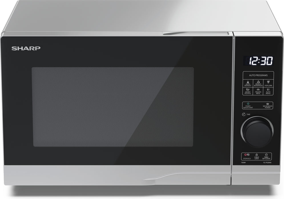 Sharp YC-PS204AE-S microwave 700 W - capacity 20 liter - microwave performance levels 10 - control type half-digital (YC-PS204AE-S))