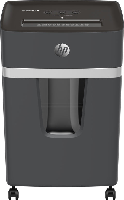 HP Pro Shredder 10mc file destroyer with particle cut p-5. 2 x 15 mm. Up to 10 sheet. Black