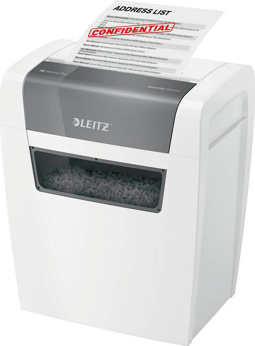 Leitz IQ Home file destroyer with particle cut p-4. 4 x 28 mm. Up to 6 sheet. White