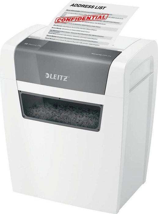 Leitz IQ Home file destroyer with particle cut p-4. 4 x 28 mm. Up to 6 sheet. White
