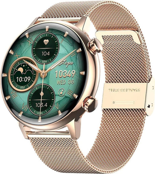 Manta Women's Smartwatch - AMOLED DISPLAY - IP67 Waterproof - touchscreen - Sleep monitoring - Control - 22 Training Modes - Fitness Tracker With Androidios - Mini Gold