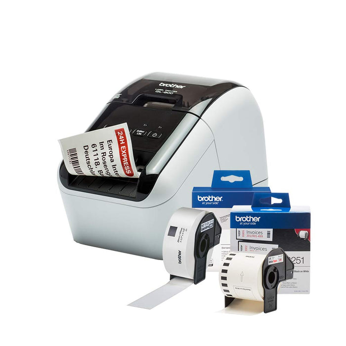 Brother QL-800 Label Printer, Address Labeller, PC Connected, Desktop, Red & Black Printing