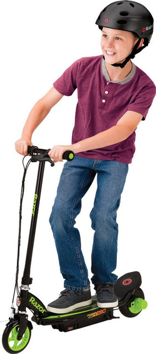 Razor Power Core E90. Classic scooter. 16 kmh. 54 kg. 8 year (e). Black. Green. Acrylnitrile-butcia-styrene (ABS)