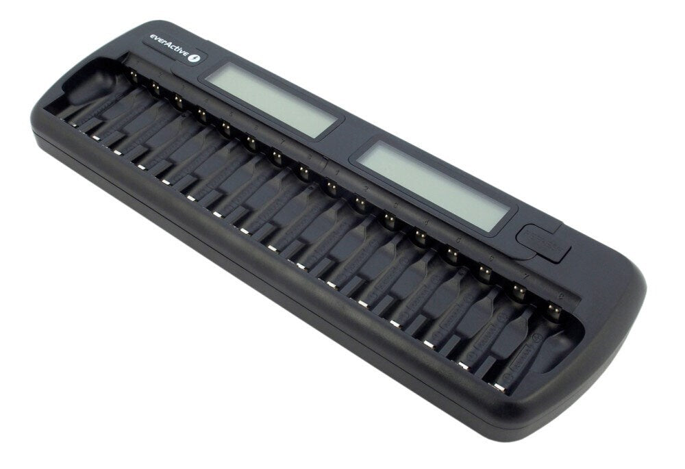 Everactive charger for 16 battery aaa aa. Fast charge - 4 hours battery set. LCD display. refresher mode. car adapter