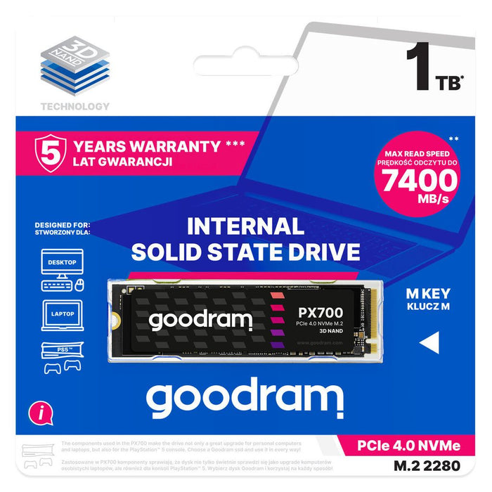 GODRAM PX700 SSD SSDPR-PX700-01T-80 Solid State M2 1.02 TB PCI Express 40 3D NVME (SSDPR-PX700-01T-80)