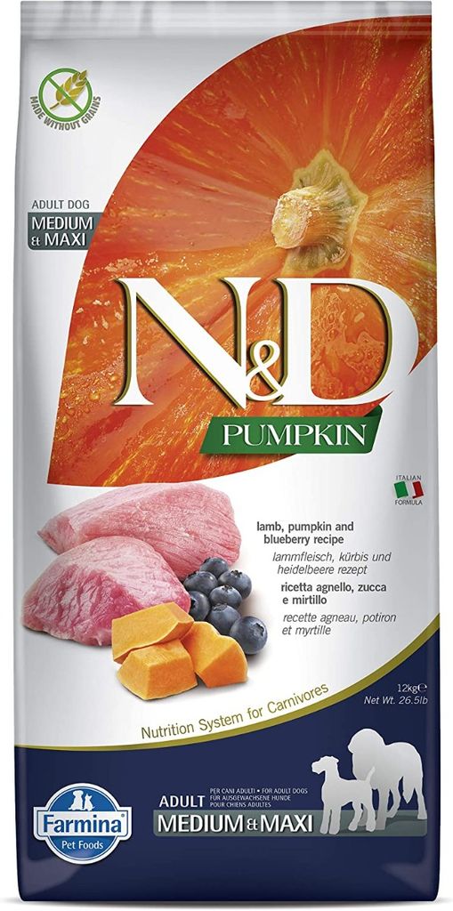 Farmina N \\u0026 D pumpkin drying feed for adult medium-sized and large dogs with lamb 12kg