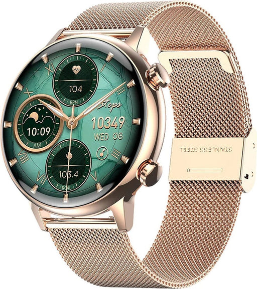 Manta Women's Smartwatch - AMOLED DISPLAY - IP67 Waterproof - touchscreen - Sleep monitoring - Control - 22 Training Modes - Fitness Tracker With Androidios - Mini Gold