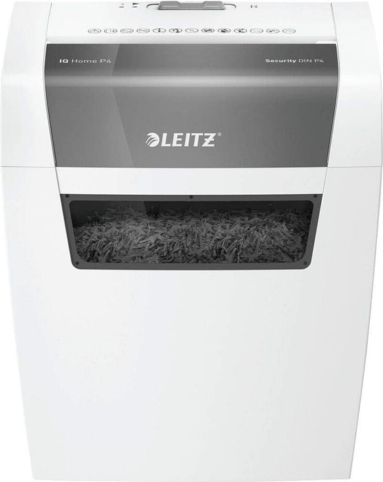 Leitz IQ Home file destroyer with particle cut p-4. 4 x 28 mm. Up to 6 sheet. White