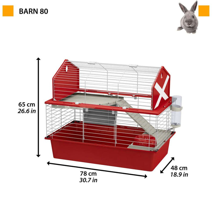 Ferplast rabbit cage barn 80 78x48x65 cm red