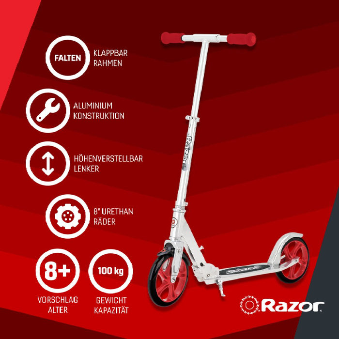 Razor A5 LUX universal classic scooter red - stainless steel (13073001    0845423006594)