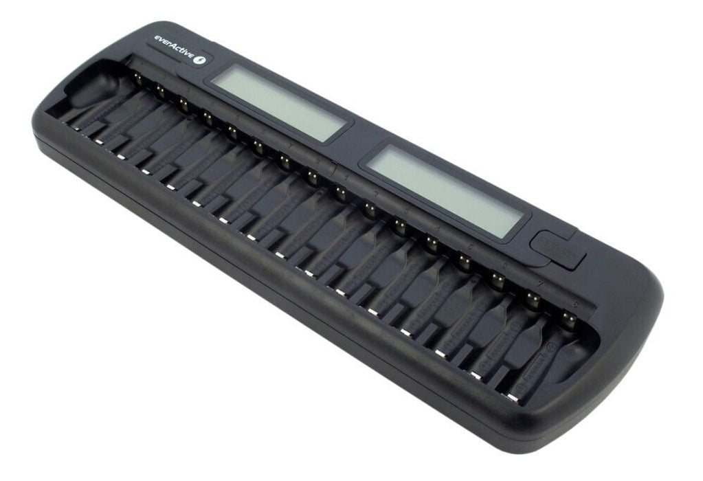 Everactive charger for 16 battery aaa aa. Fast charge - 4 hours battery set. LCD display. refresher mode. car adapter
