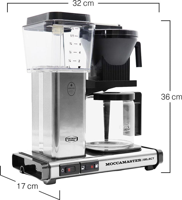 Moccamaster KBG Select polished coffee machine silver. 4-10 cups