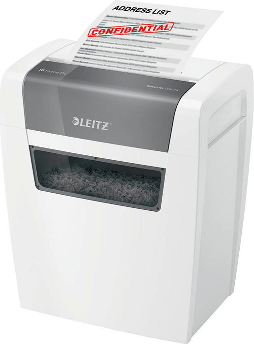 Leitz IQ Home file destroyer with particle cut p-4. 4 x 28 mm. Up to 6 sheet. White