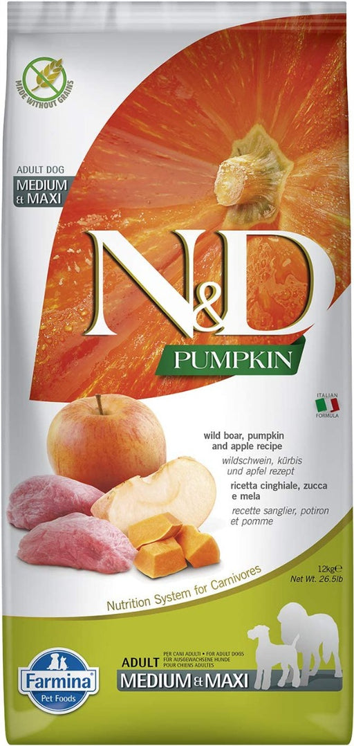 Farmina N \\u0026 D pumpkin dry food for adult medium -sized and large breeds with wild meat 12kg