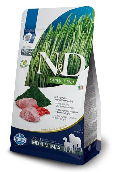 Farmina N \\u0026 D Spiruline Lämmer Adult Medmaxi 7kg