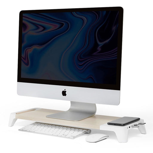 Pout Eyes 8 3-in-1 monitoring from wood (hub with fast wireless charging station - white) - laptop cabinet - white - universal - the wireless charging func