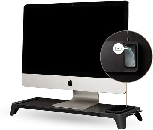 Pout Eyes 8 3-in-1 monitor stand from wood (hub with fast wireless charging station
