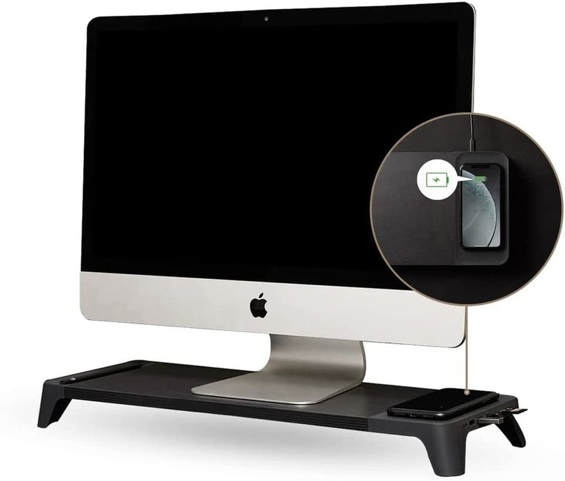 Pout Eyes 8 3-in-1 monitor stand from wood (hub with fast wireless charging station