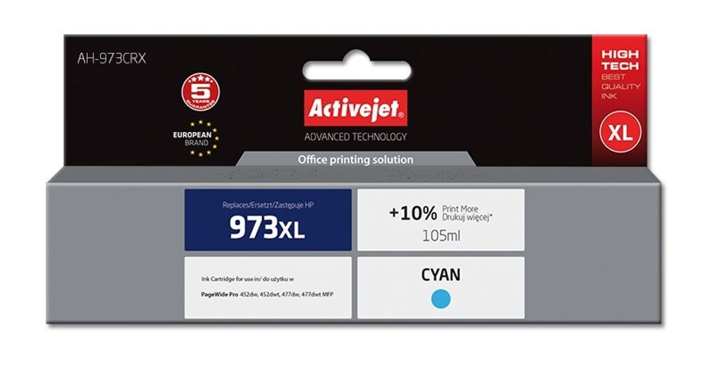 Activejet AH-973CRX ink (replacement for HP 973XL F6T81AE premium 105 ml cyan)