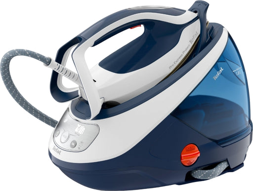 Tefal GV9221E0 Pro Express Protect steam ironing station. Blue and white.