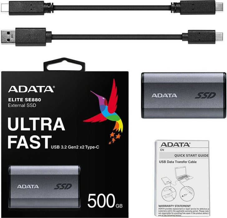 Adata SSD    512GB External SE880    GY U32    USB 32 Gen 2x2 Type-C