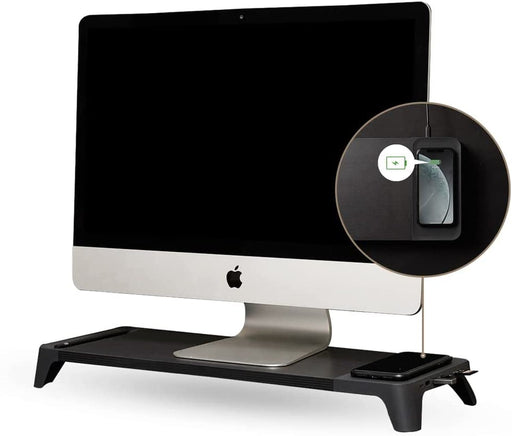 Pout Eyes 8 3-in-1 monitor stand from wood (hub with fast wireless charging station