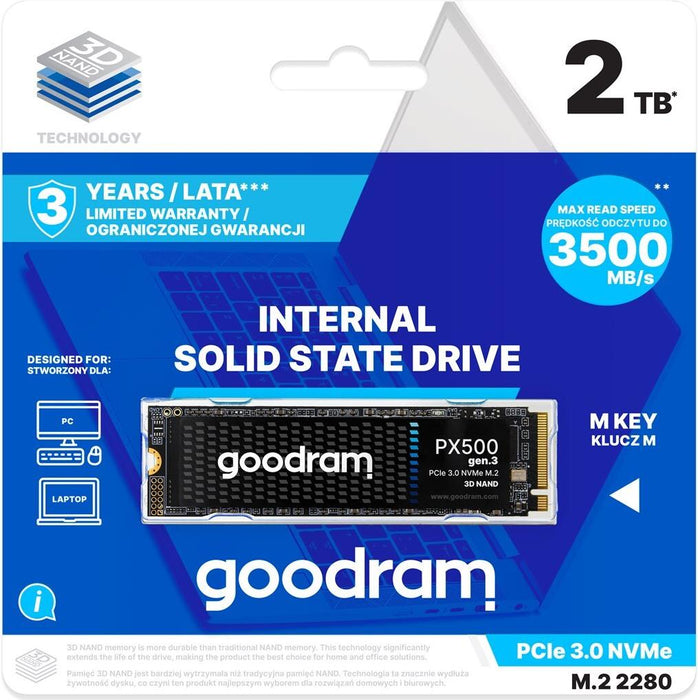 GODRAM PX500 GEN3 SSDPR-PX500-02T-G3 internes Solid Drive 2.05 M2 PCI Express 30 NVME 3D NAND (SSDPR-PX500-02T-80-G3)