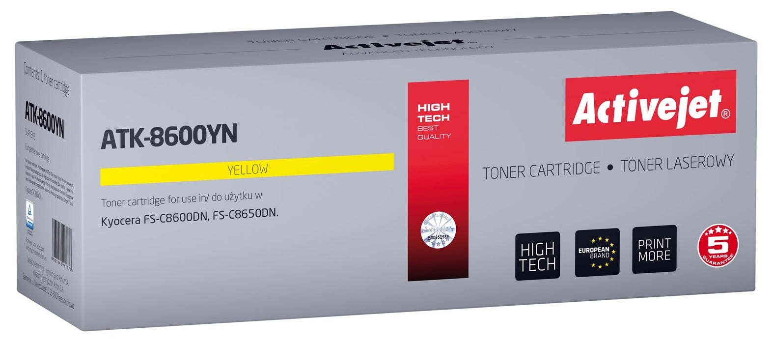 Activejet Kyocera TK-8600Y compatible ink cartridge      One size