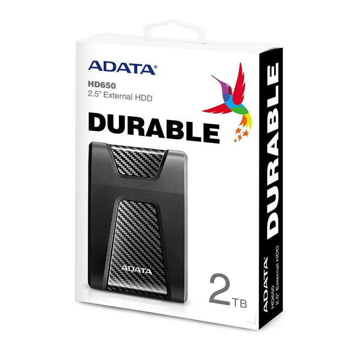 Adata external HDD 2TB 25 USB 31 DASHDRIVE DURABLE HD650. Cern� (Gumov� N�ratzu Odoln�) (AHD650-2tu31-CBK)