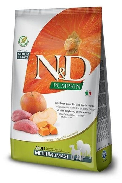 Farmina N \\u0026 D pumpkin dry food for adult medium -sized and large breeds with wild meat 12kg